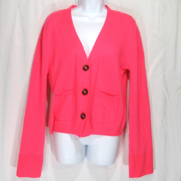 BRODIE ⚜ WOMEN PINK CASHMERE FASHION LONG SLIVE CARDIGAN - Picture 5 of 6